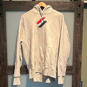 Superdry Light Gray Hoodie with Red and Blue Logo
